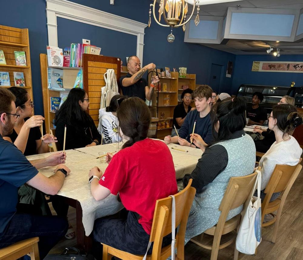 Calligraphy class at Maomi Bookstore