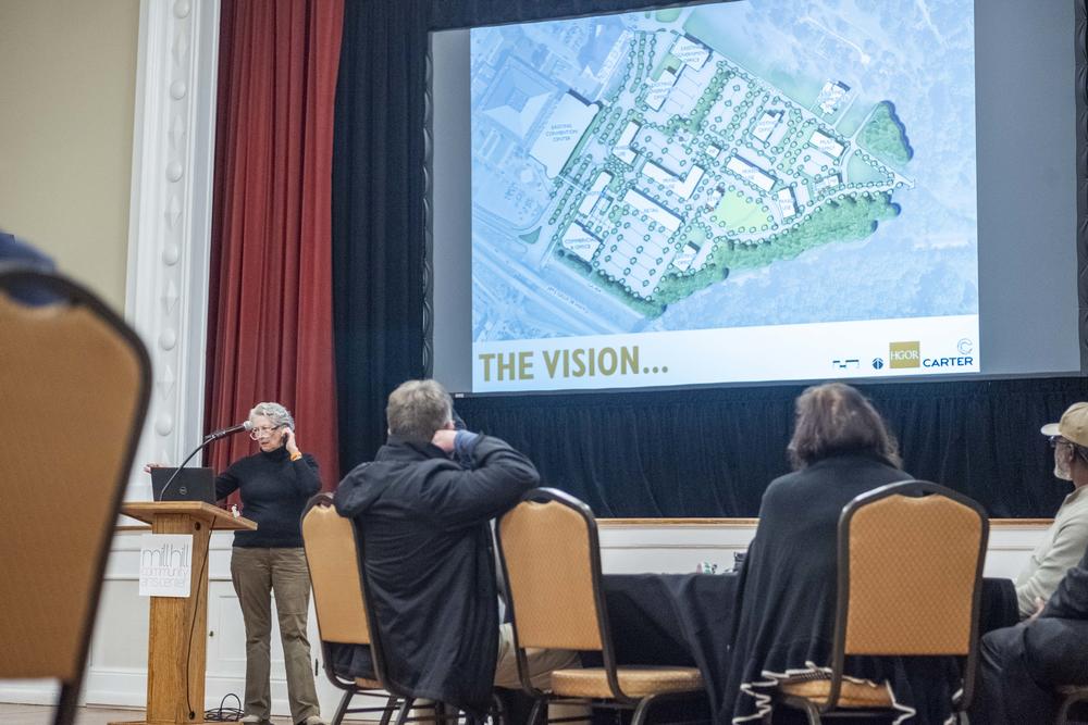 Landscape Architect with Atlanta based HGOR describes the broad vision for what Macon leaders are billing the East Bank Project during an evening community engagement meeting. 