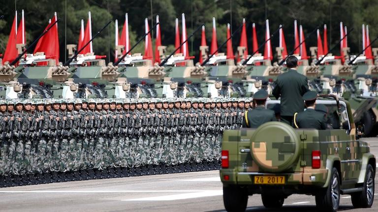 Xi Jinping in a military parade.