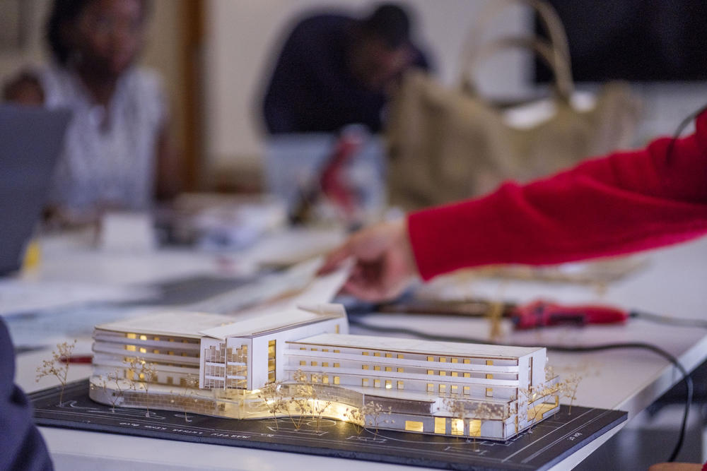 One of the scale models of a mixed residential/retail development created by Kennesaw State University students for Macon's Greenwood Bottom. 