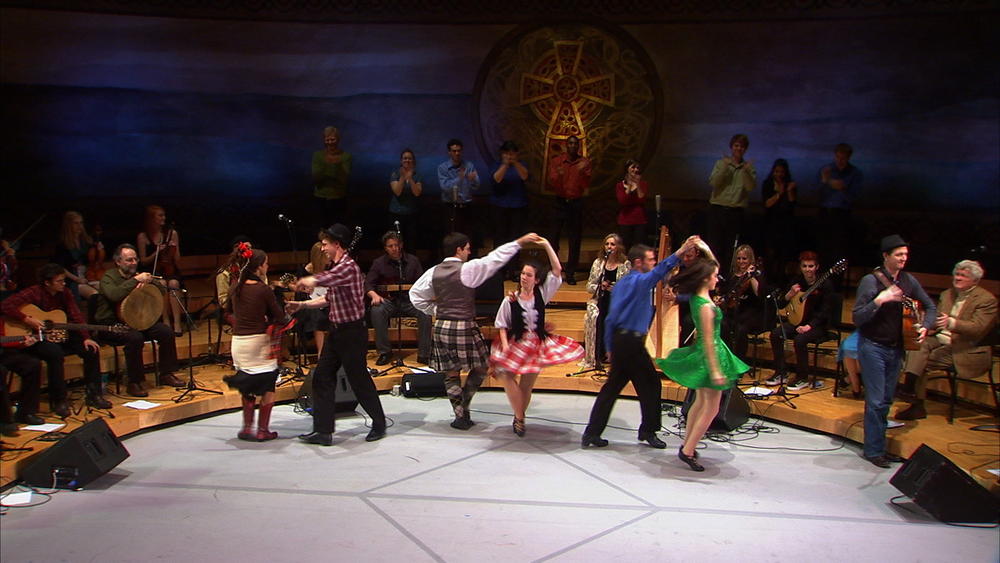 Irish dancers performing.