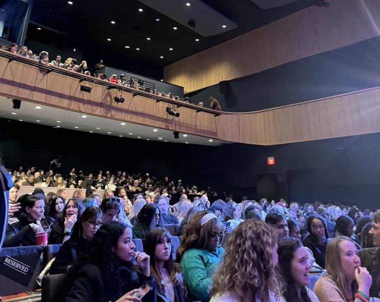 Students attend a screening of "A Complete Unknown" at SCAD Show in Midtown Atlanta on Dec. 7, 2024. Actor Timothée Chalamet, star of the Bob Dylan biopic, participated in a live Q & A during the event.