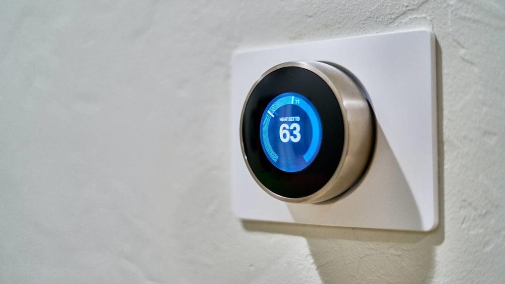 A stock photo of a wall thermostat