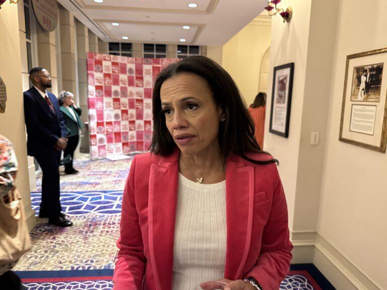 Alexis McGill Johnson, president of Planned Parenthood, talks to reporters in Atlanta Thursday. Jill Nolin/Georgia Recorder