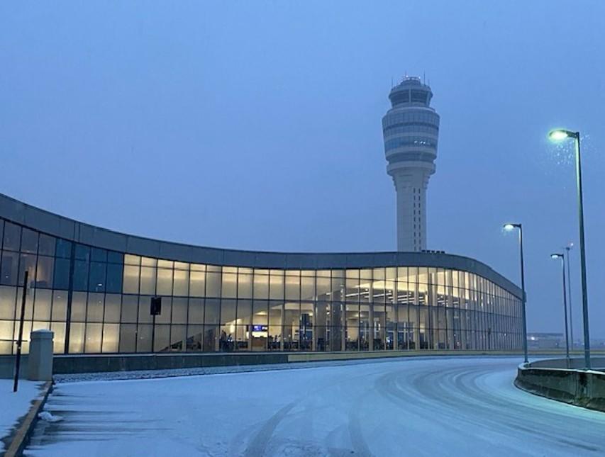 Atlanta's Hartsfield-Jackson International Airport covered in snow on January 10.