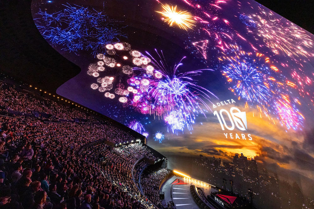 The 2025 Consumer Electronics Show at the Sphere in Las Vegas featured a Delta Air Lines presentation where the airline kicked off its 100th anniversary. (Courtesy of Delta Air Lines)