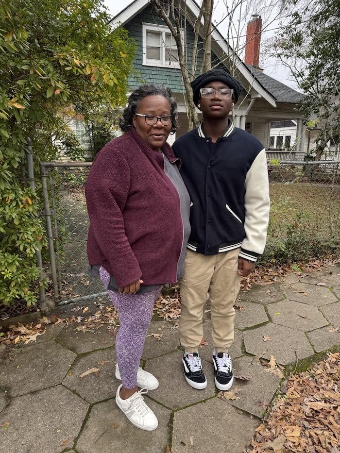 Rolonda Alexander Edun and her son Torritse Edun walked to the Carter Center to pay their respects to Jimmy Carter on Jan. 6, 2024.