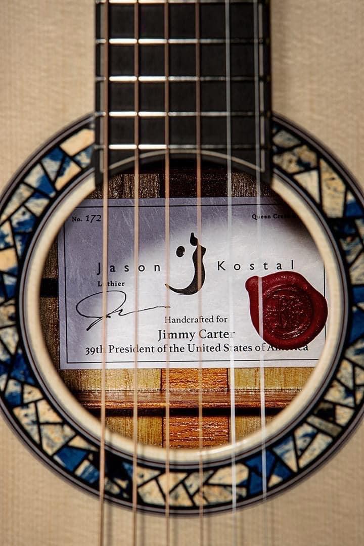 The inside marking of the Jason Kostal guitar