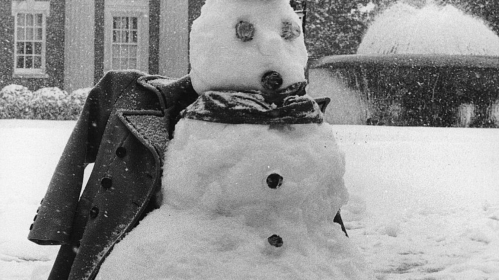 The great snow storm of 1973 began February 9 and dumped fourteen inches of snow on Columbus, Georgia before it was over. This is a snowman on the grounds of First Baptist Church in Columbus. Ledger-Enquirer file photo