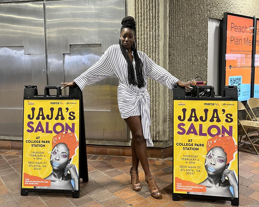 Aba Arthur plays Jaja, the titular character of the play "Jaja's African Hair Braiding."