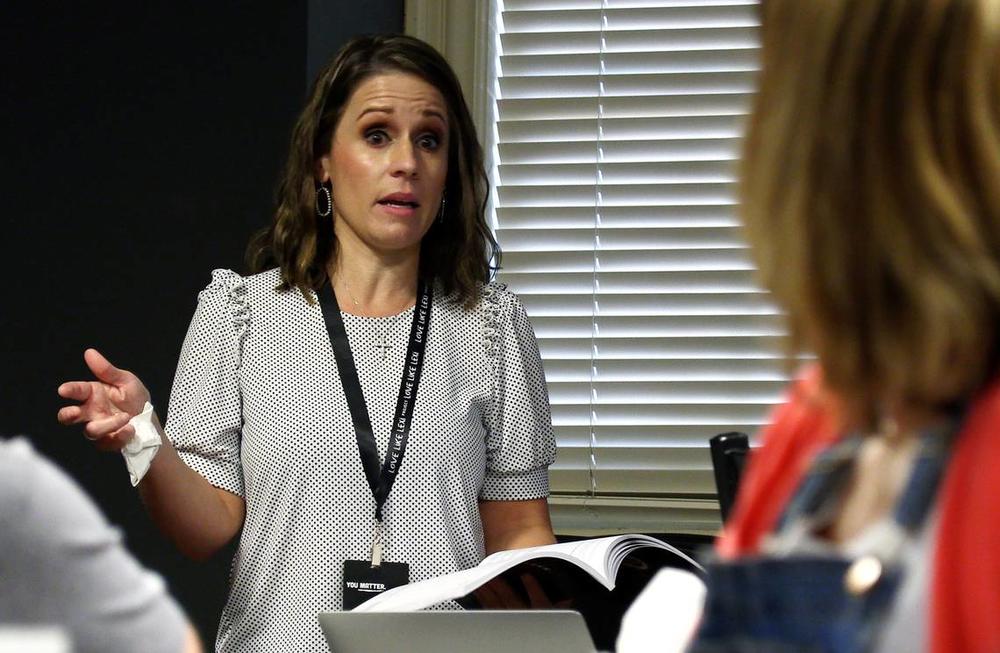 Andrea Mills leads a group of educators from the St. Luke School in Columbus through the Love Like Lexi Project curriculum during a training session for teachers in 2021. Mike Haskey mhaskey@ledger-enquirer.com 