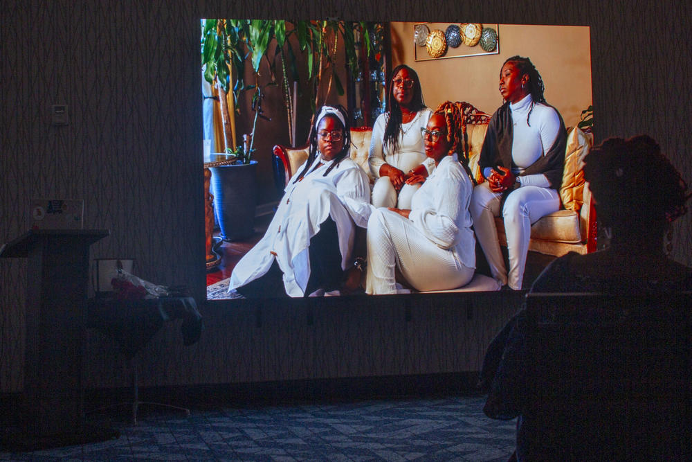 From left to right, doulas Halle Carey, Shardayla Lencrerot, Shamika Miller and Bashellia Williams as seen in "Cradled in Culture.".