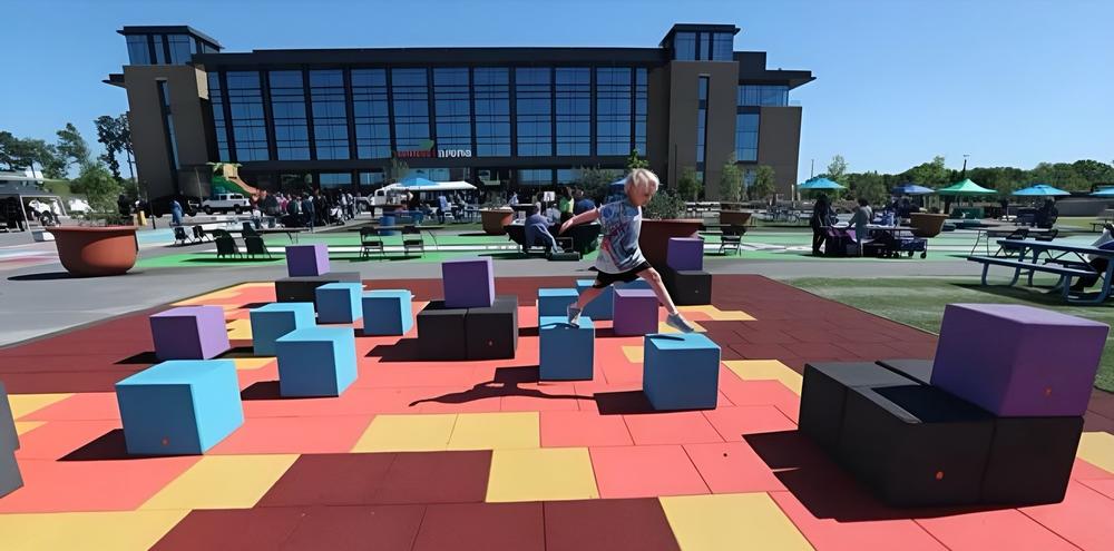 An interactive sculpture outside Enmarket Arena in Savannah.