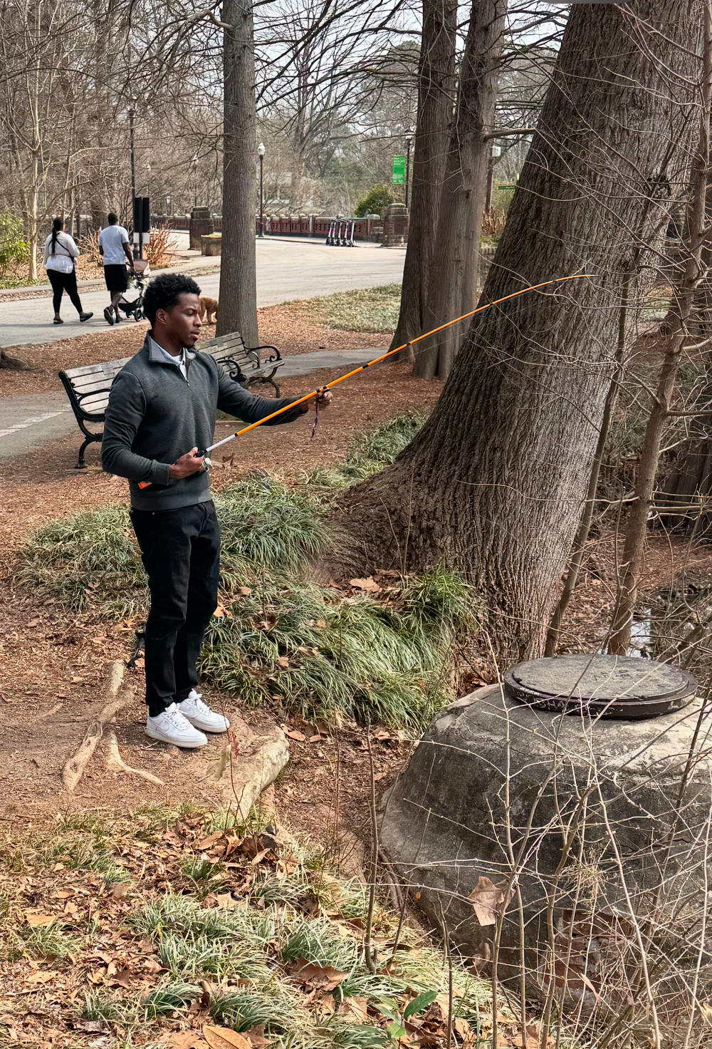 Justin, long-time fisherman, enjoying some fishing at Piedmont Park