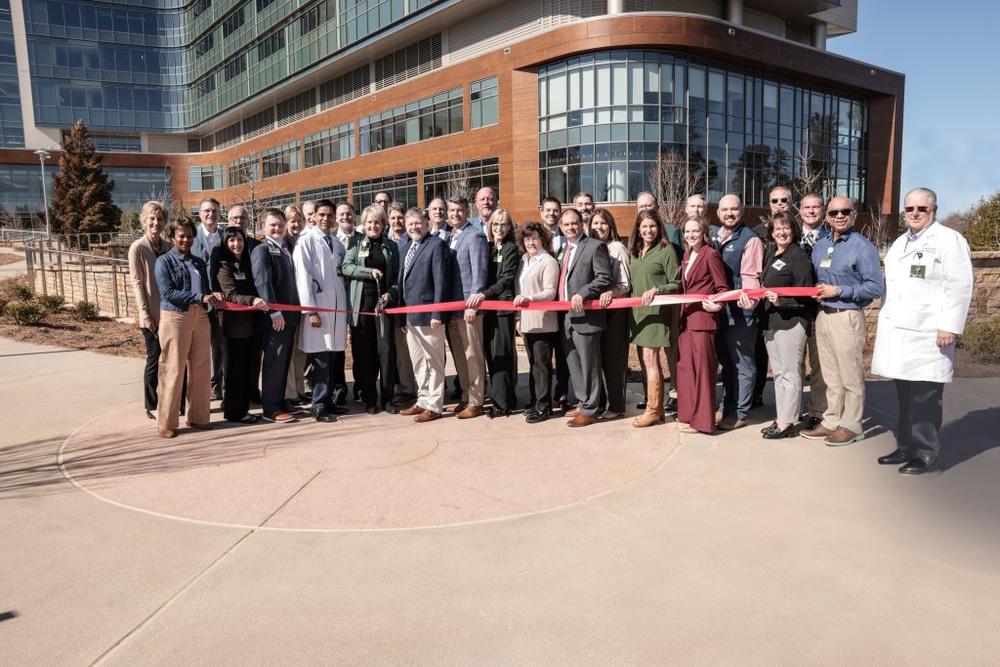 Ribbon cutting ceremony outside the Northeast Georgia Medical Center Gainesville Green Tower