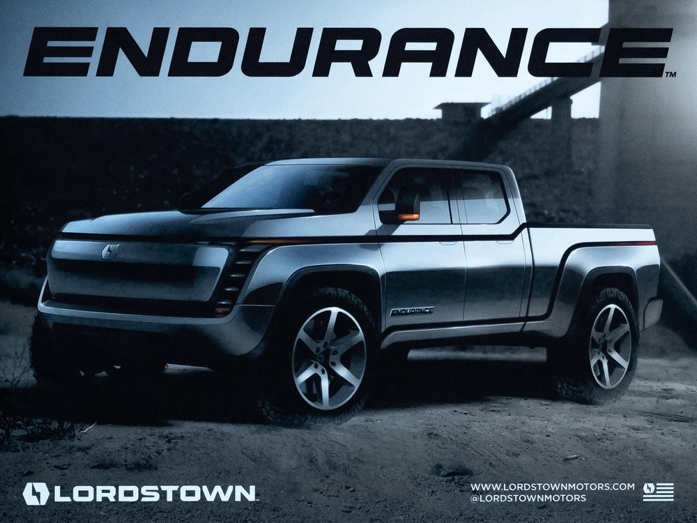 A poster for Endurance is seen in the office of Lordstown Motors CEO Steve Burns.
