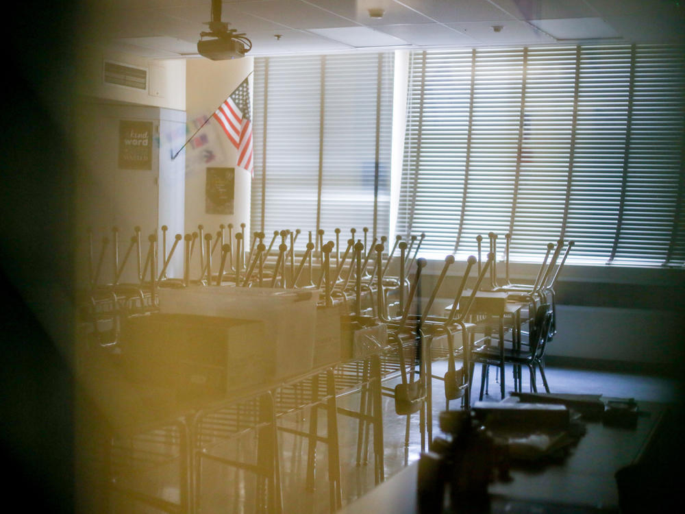 Classrooms at Vista Middle School sit empty during the 2019 Los Angeles teacher strike. Los Angeles schools emptied out again in the spring because of the coronavirus.