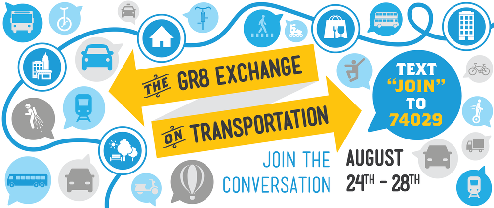 The banner logo from The Gr8 Exchange website. More than 4,000 people responded to their text message survey.