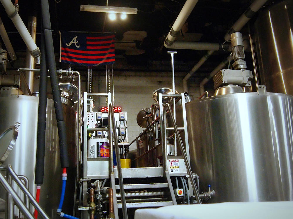 Four-vessel brewhouse with a thirty-barrel brew-length at Monday Night Brewing in Atlanta, February 11, 2017.