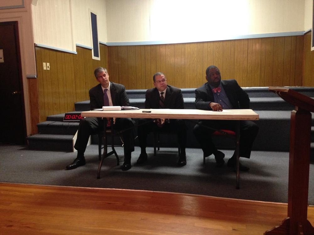 Bob Ellis, John H. Eaves, and Marvin S. Arrington, Jr. (left to right): the three members of the Fulton County Commission hosting the listening session.