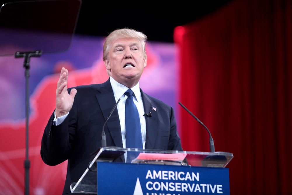 Donald Trump speaking at the 2015 Conservative Political Action Conference (CPAC).