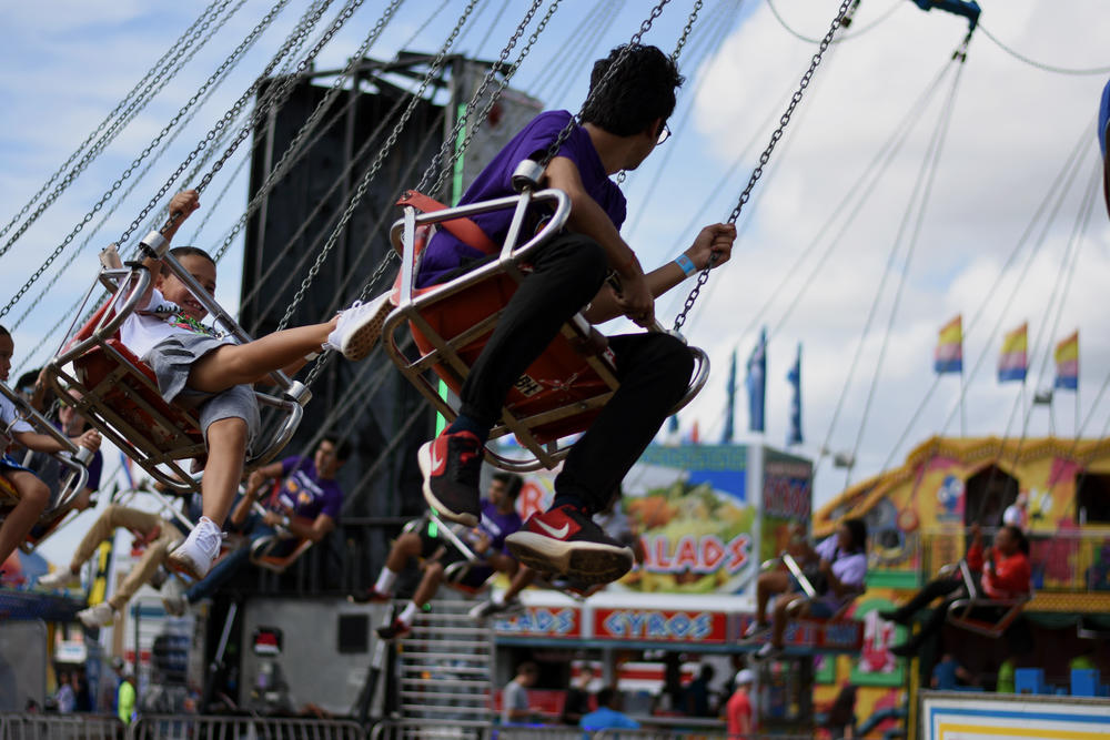 Fairgoers at the Georgia National Fair in Perry enjoy swings. Elsewhere on the grounds, the secretary of state's office demonstrated the new ballot-marking device voting machines that will be in use starting in 2020.