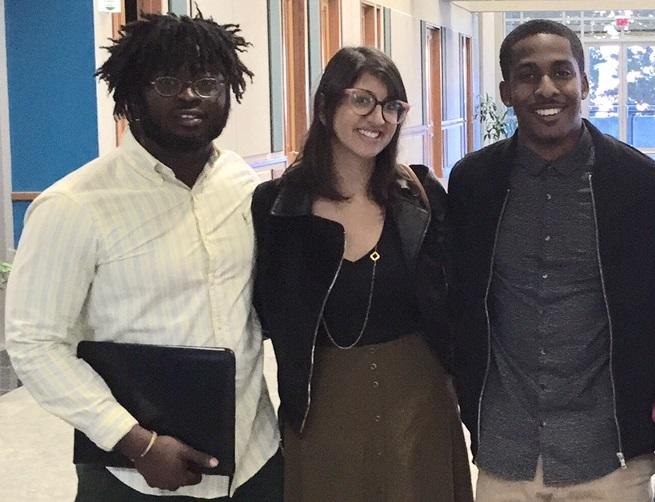 Rebecca Kumar with two of her Morehouse College students: Nyles Fleming and Booker  Vance.