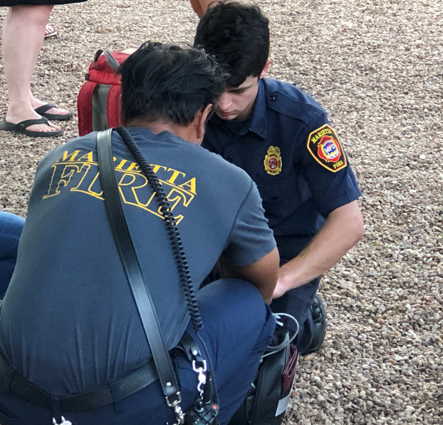 Marietta fire officials respond to an emergency call. All fire and police carry Narcan, which counteracts an opioid overdose.