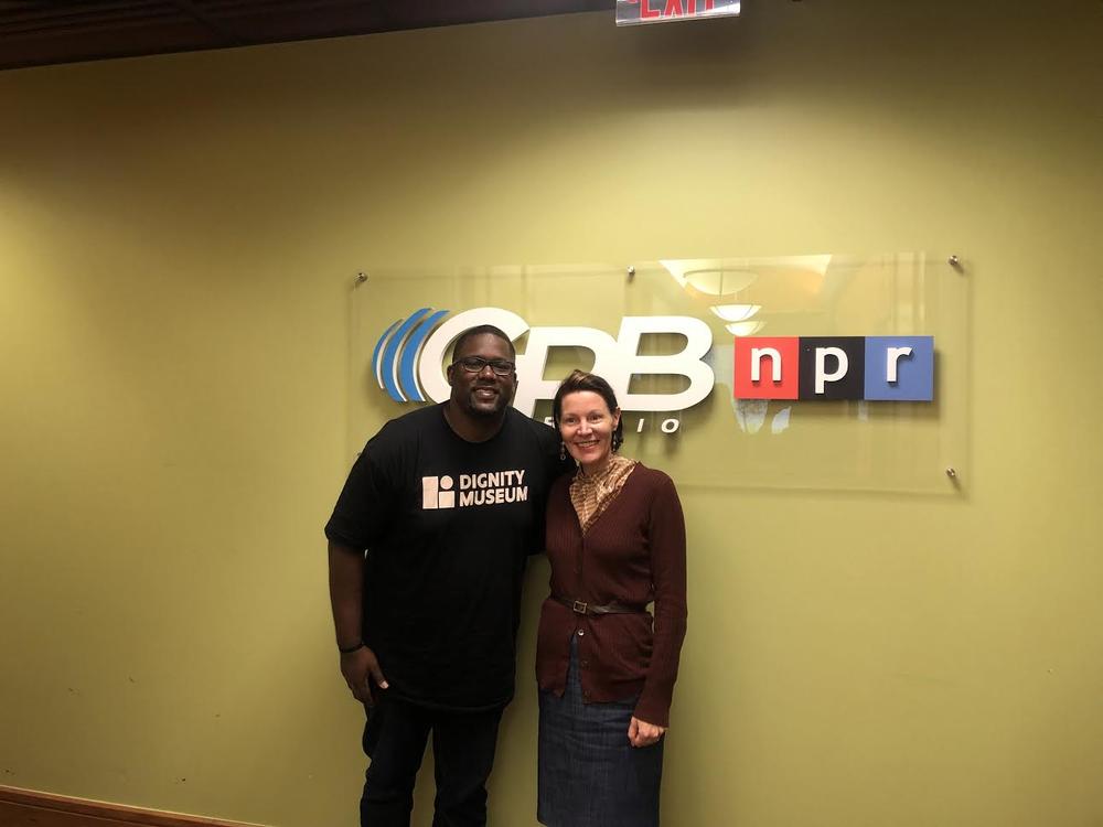 Love Beyond Walls founder Terrence Lester pictured with "On Second Thought" host Virginia Prescott.