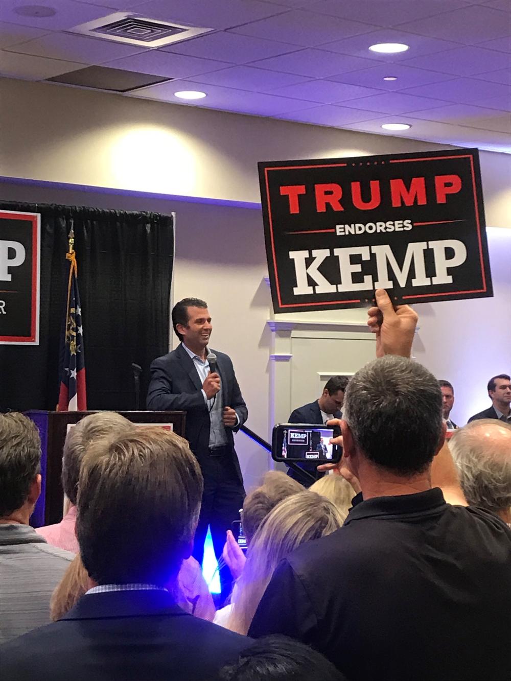 Donald Trump Jr. rallies for Brian Kemp in Athens.