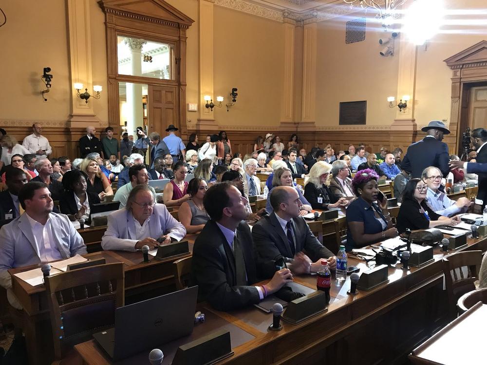 Dozens of people attend the first meeting on access to low THC oil in Georgia's State Capitol