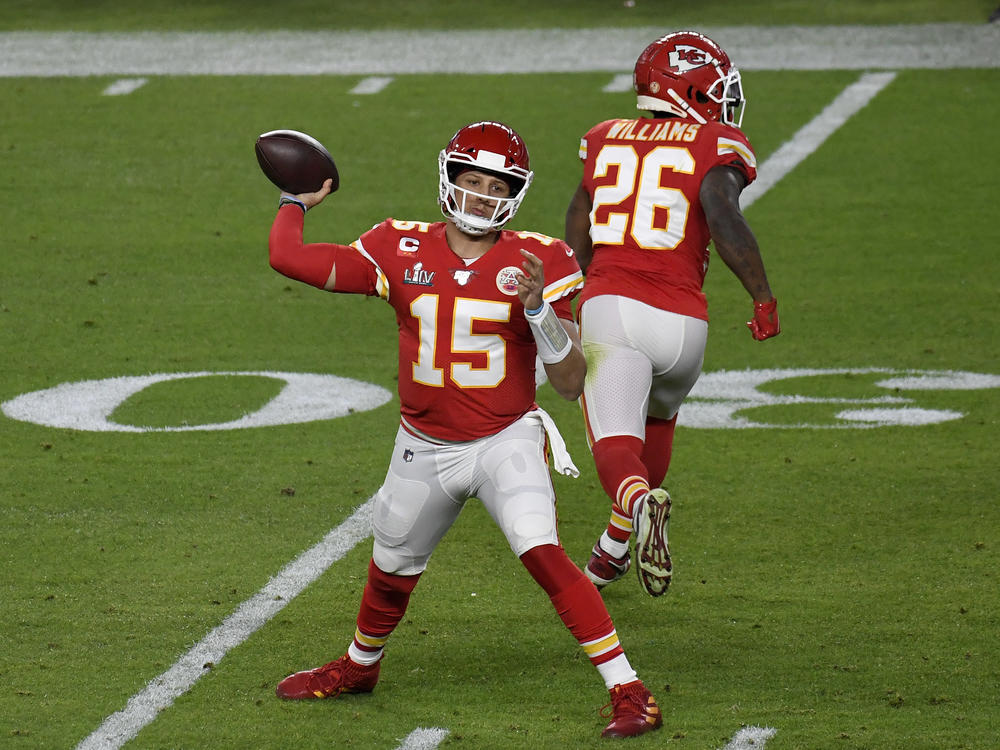 Patrick Mahomes (15) of the Kansas City Chiefs, shown here during a game in February, is one of the players speaking out on Twitter about the NFL's safety protocols.