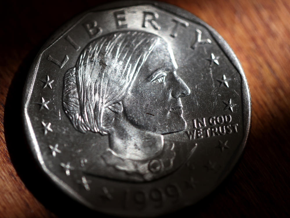In this photo illustration, a Susan B. Anthony one dollar coin is displayed on August 18, 2020 in San Anselmo, California.