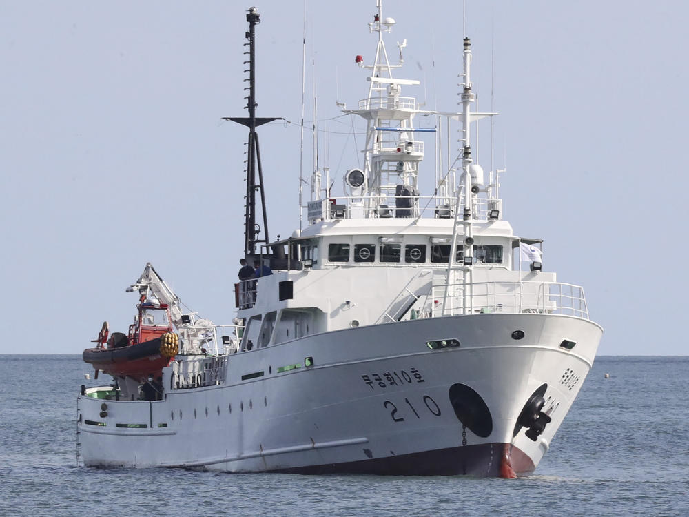 A South Korean fisheries patrol boat seen off Yeonpyeong Island on Thursday, near North Korean waters. South Korean officials say a fisheries inspector working on the boat disappeared Monday and was killed by North Korean troops.