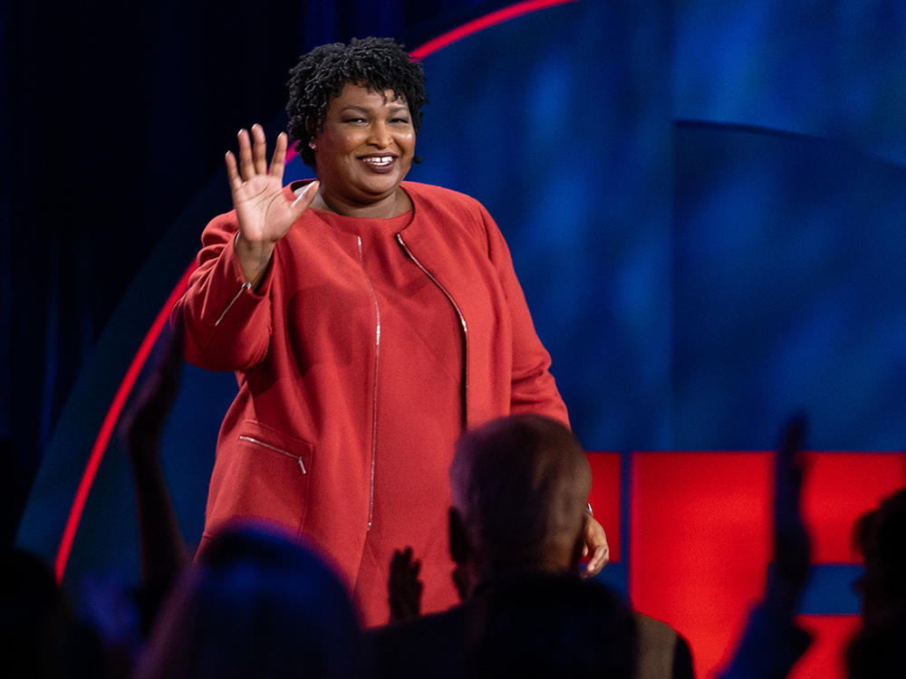 Stacey Abrams speaks at TEDWomen 2018: Showing Up, November 28-30, 2018, Palm Springs, California. Photo: Marla Aufmuth / TED