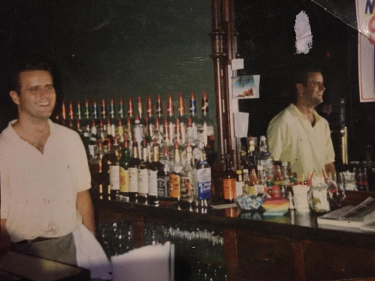 Great Scott manager Tim Philbin behind the bar in the late '80s.