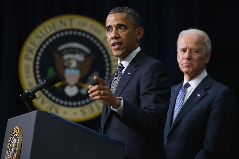 President Barack Obama and Vice President Joe Biden announce the administration's new gun law proposals in the Eisenhower Executive Office building Jan. 16, 2013 in Washington, D.C.