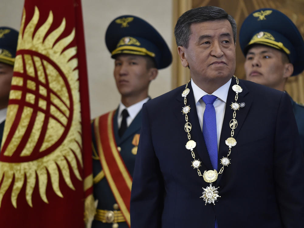Kyrgyz President Sooronbai Jeenbekov looks on during his inauguration ceremony in Bishkek in 2017.