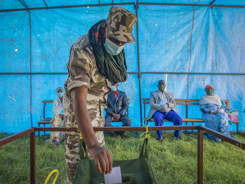 A member of Tigray Special Forces casts his vote in a local election in the regional capital Mekelle, in the Tigray region of Ethiopia in September. The vote defied the federal government and increased tensions in Africa's second most populous country.