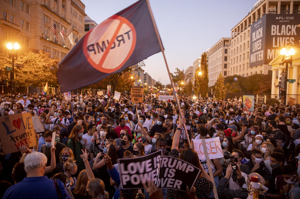 <strong>WASHINGTON, D.C.:</strong> People continued to celebrate at Black Lives Matter Plaza into the evening.