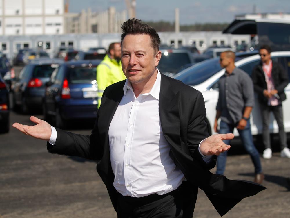 Tesla CEO Elon Musk visits the construction site of a future Tesla plant near Berlin on Sept. 3. Musk is now the world's second-richest person, according to the Bloomberg Billionaires Index.