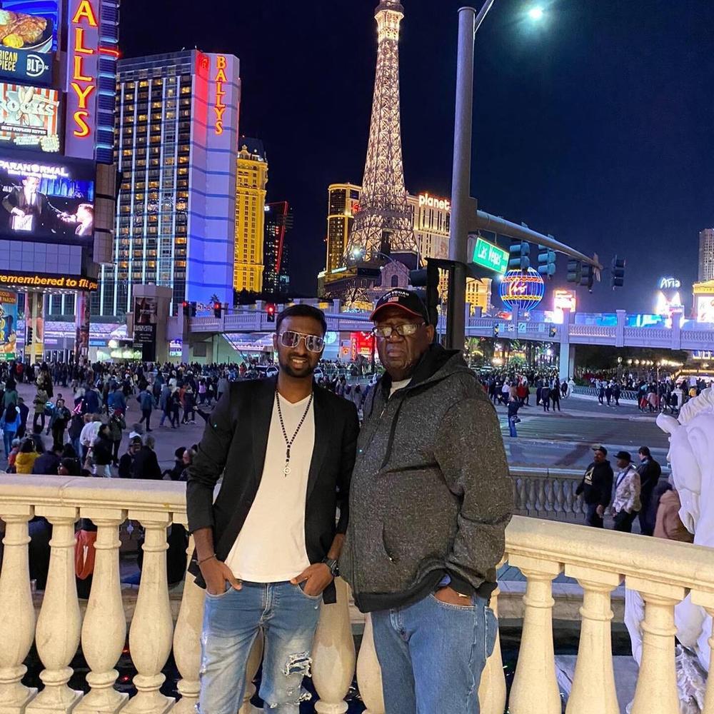 Girish Venkatesh (shown here in Las Vegas with his then-host father, William Johnson) has come to the U.S. from India twice to study. The second time, he was struck with unexpected losses: Johnson died and he had to find a new host family, and the pandemic meant he shifted to online learning.