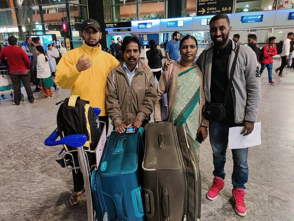 Girish Venkatesh with his family before he left India to study in Arizona. He is among the roughly 1 million international students at U.S. colleges and universities.