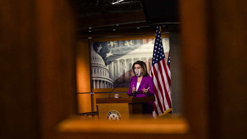 House Speaker Nancy Pelosi calls for Trump's removal from office on Thursday.