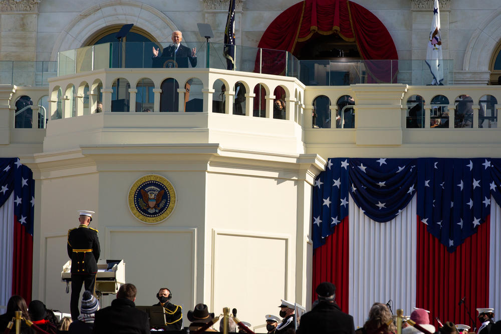 President Joe Biden gives his Inaugural speech.