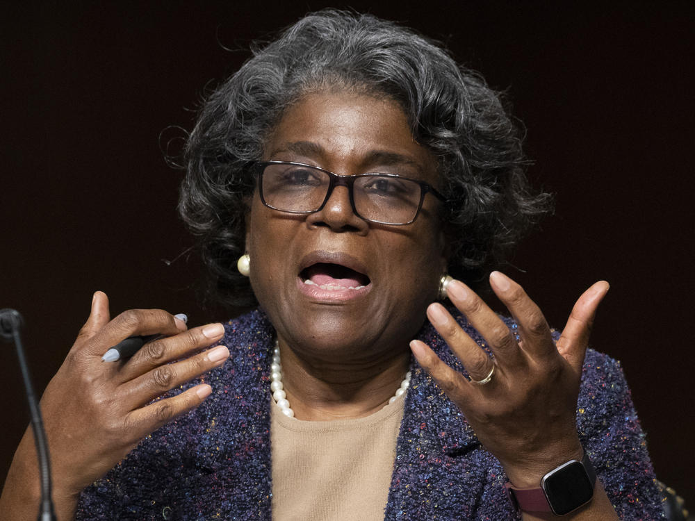 Linda Thomas-Greenfield appears before the Senate Foreign Relations Committee confirmation hearing on her nomination to be the United States ambassador to the United Nations, Wednesday.