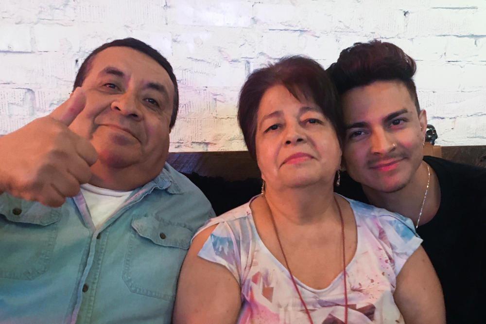 Miguel Lerma (right) says what his dad Jose Aldaco (left) cultivated most of all was a family where love and affection were the main currencies. Aldaco died of COVID-19 in July. His wife Virginia (center) also was hospitalized, but recovered.