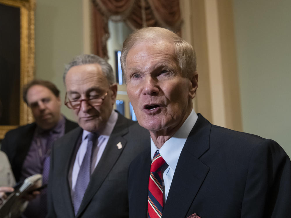 Then-Sen. Bill Nelson, D-Fla., with Sen. Chuck Schumer at the U.S. Capitol in 2018. Nelson has been chosen to lead NASA.