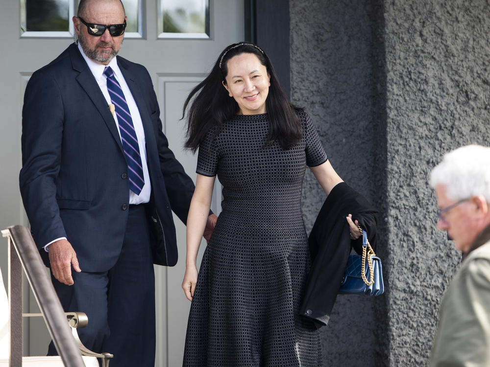Meng Wanzhou, chief financial officer of Huawei Technologies Co., leaves her house for a hearing at the Supreme Court in Vancouver, British Columbia, in 2019.
