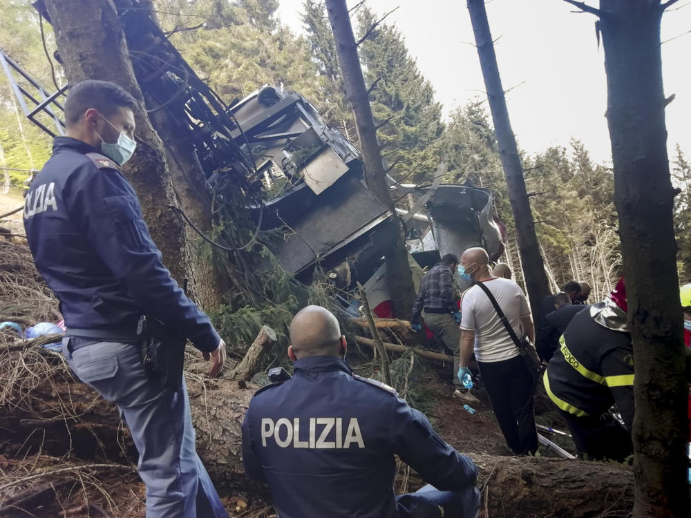 An aerial tramway car fell to the ground in Northern Italy Sunday, killing 14 and leaving a child in the hospital. The cable line appeared to have snapped, but the cause hasn't yet been determined.